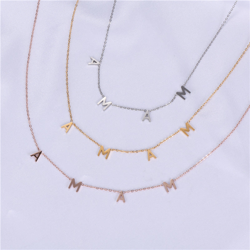Wholesale MAMA Mother's Day Titanium Steel Necklace